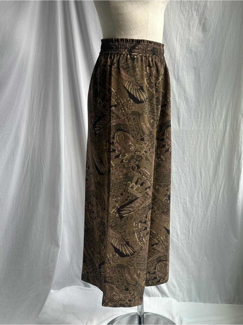 SOLD Vintage Abstract Print Cropped Wide Leg Culotte Pants High Waist | Size M - Picture 3 of 9